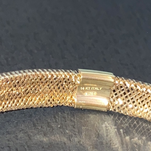 Golden Clef Jewelry Nwt 4k Yellow Gold Stretch Mesh Bracelet Made